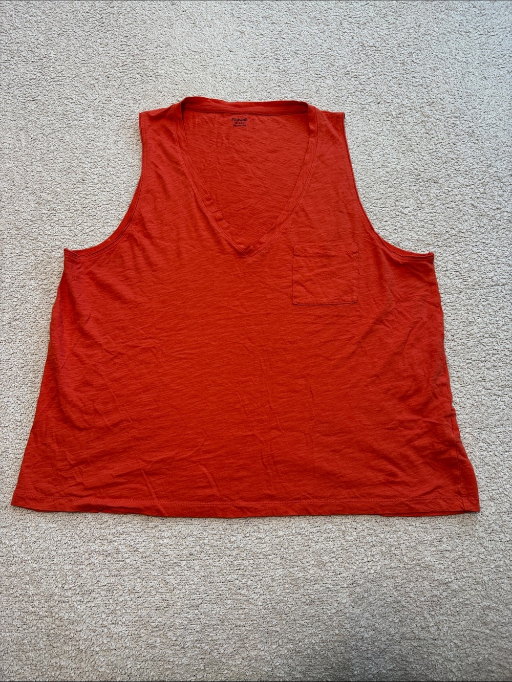 Madewell Red Orange V-Neck Pocket Tank xxl everyday tank women’s
